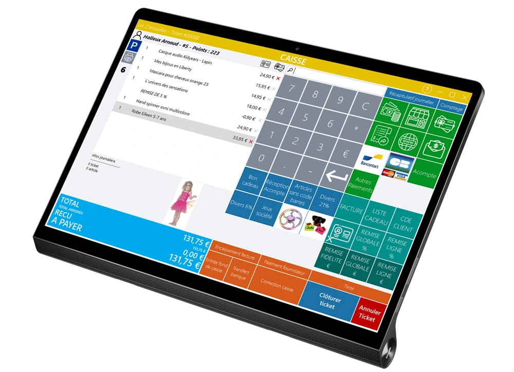 Logiciel de caisse NetBee affichant l'écran de ce caisse
