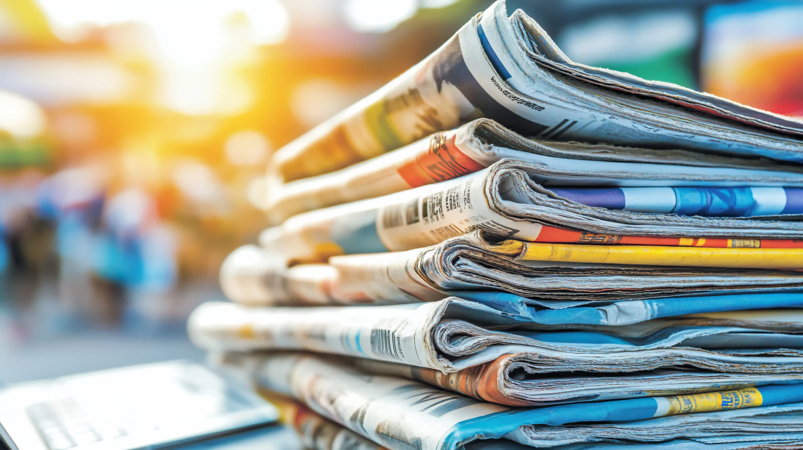 Tas de journaux au soleil