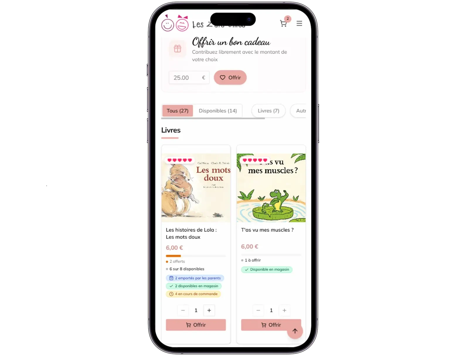 Liste de naissance en ligne NetBee consultée par un proche depuis son smartphone